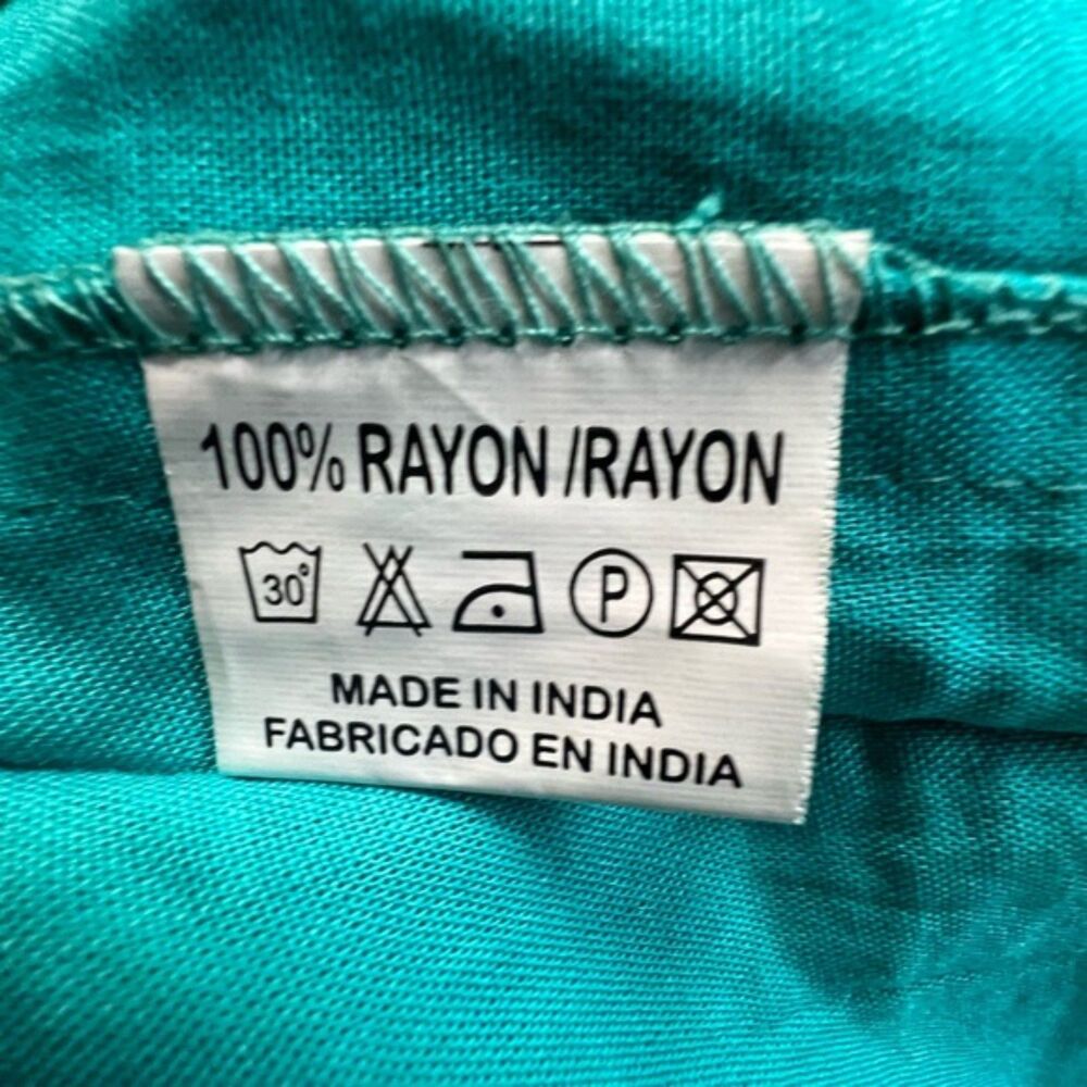 JUNGLEE BILLEE Sleeveless Patchwork Dress Free Size Teal Boho Rayon #9 - Picture 6 of 7